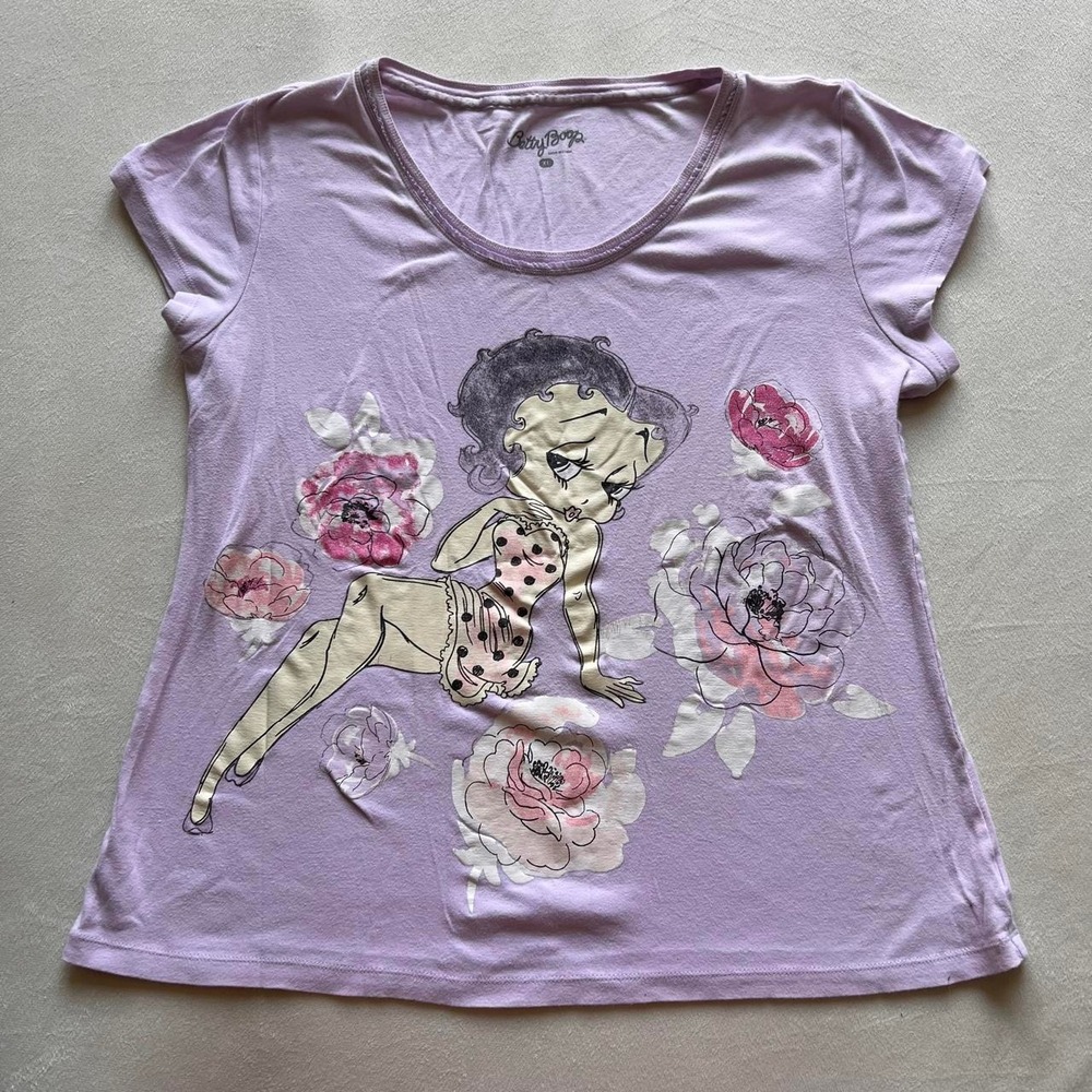Betty Boop Pastel Lilac Lavender Girly Feminine Tshirt y2k coquette 2000s